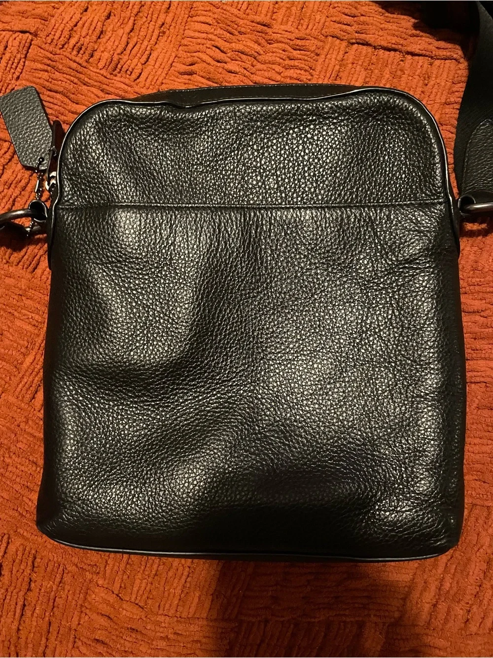 Coach Mens Houston Flight Crossbody Bag in Pebbled Black leather